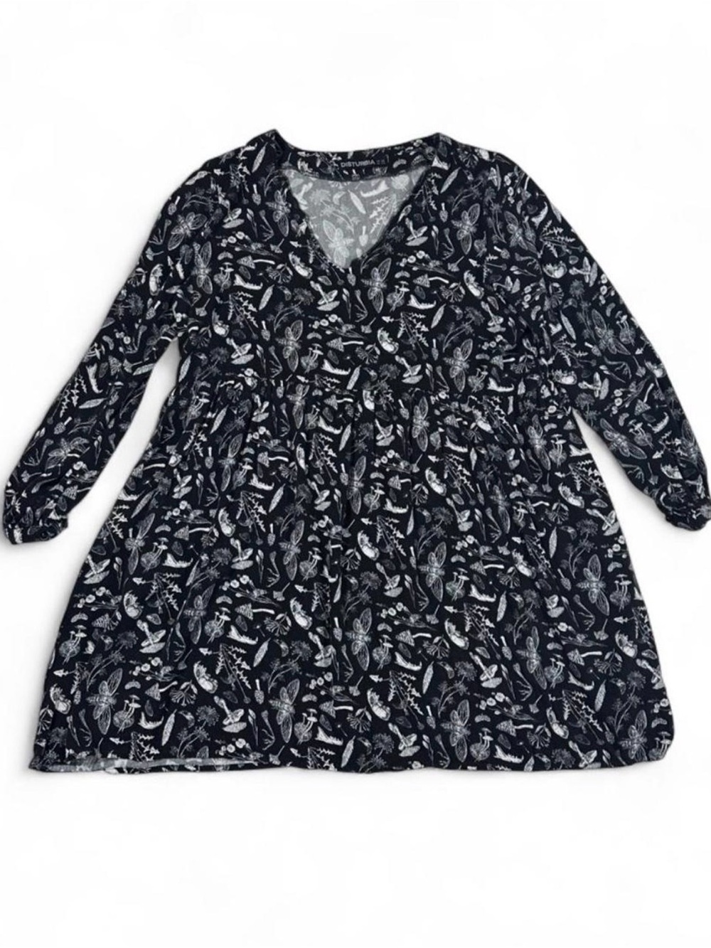 🌙 Disturbia Earth Magic Long Sleeve Mini Dress – US 8 / UK 12 🍄